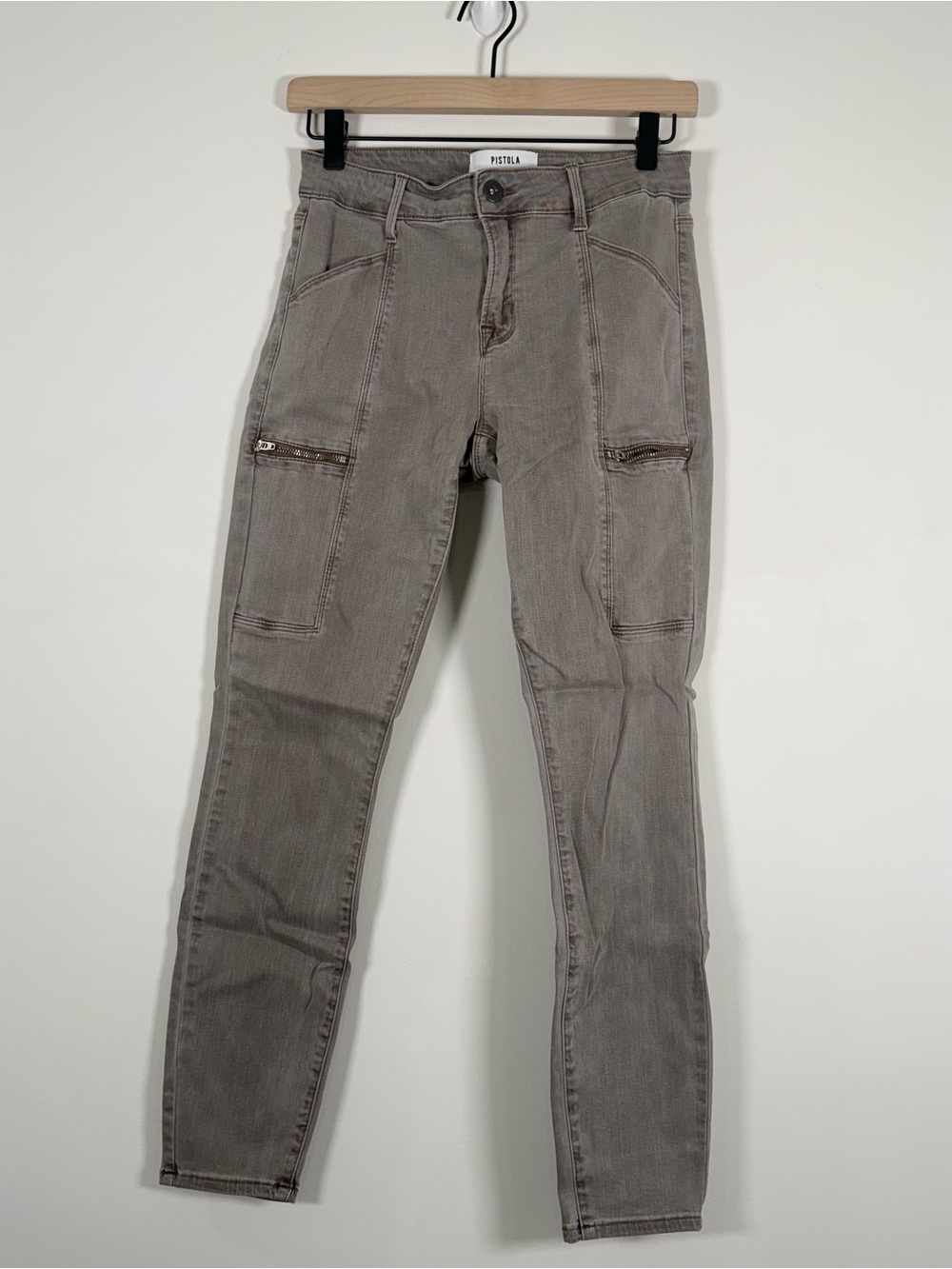 Pistola Women's Gray Stretchy Slim Cargo Jeans